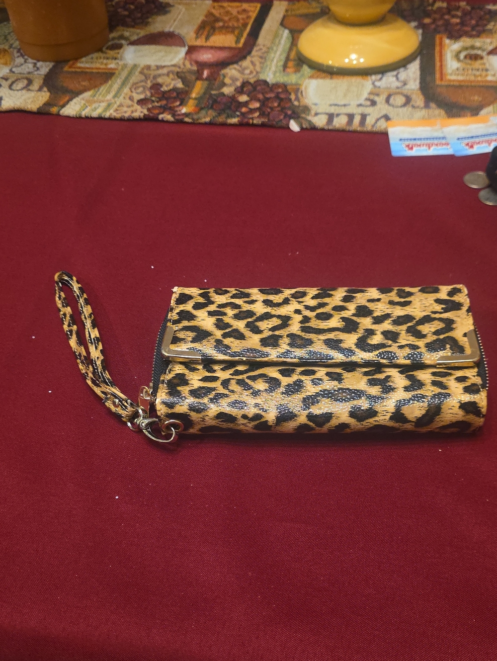 Charlotte Russe Leopard Print Wristlet Wallet in Tan and Black